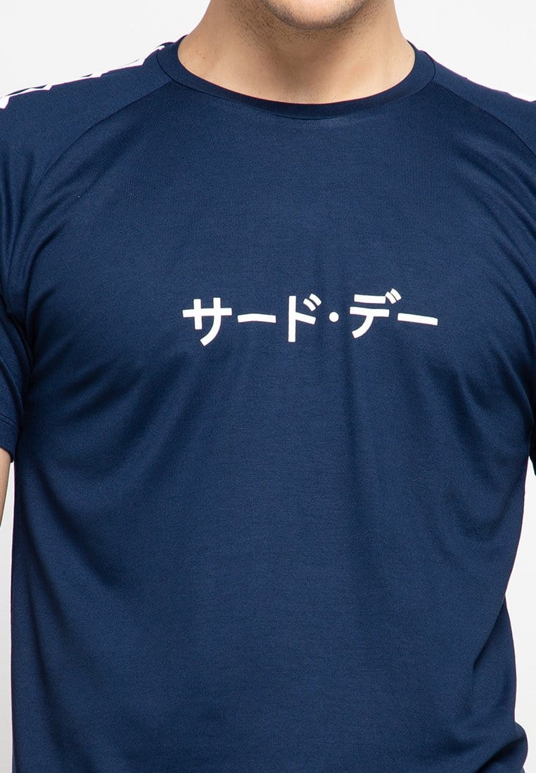 Third Day MTF59 katakana zigzag navy kaos pria