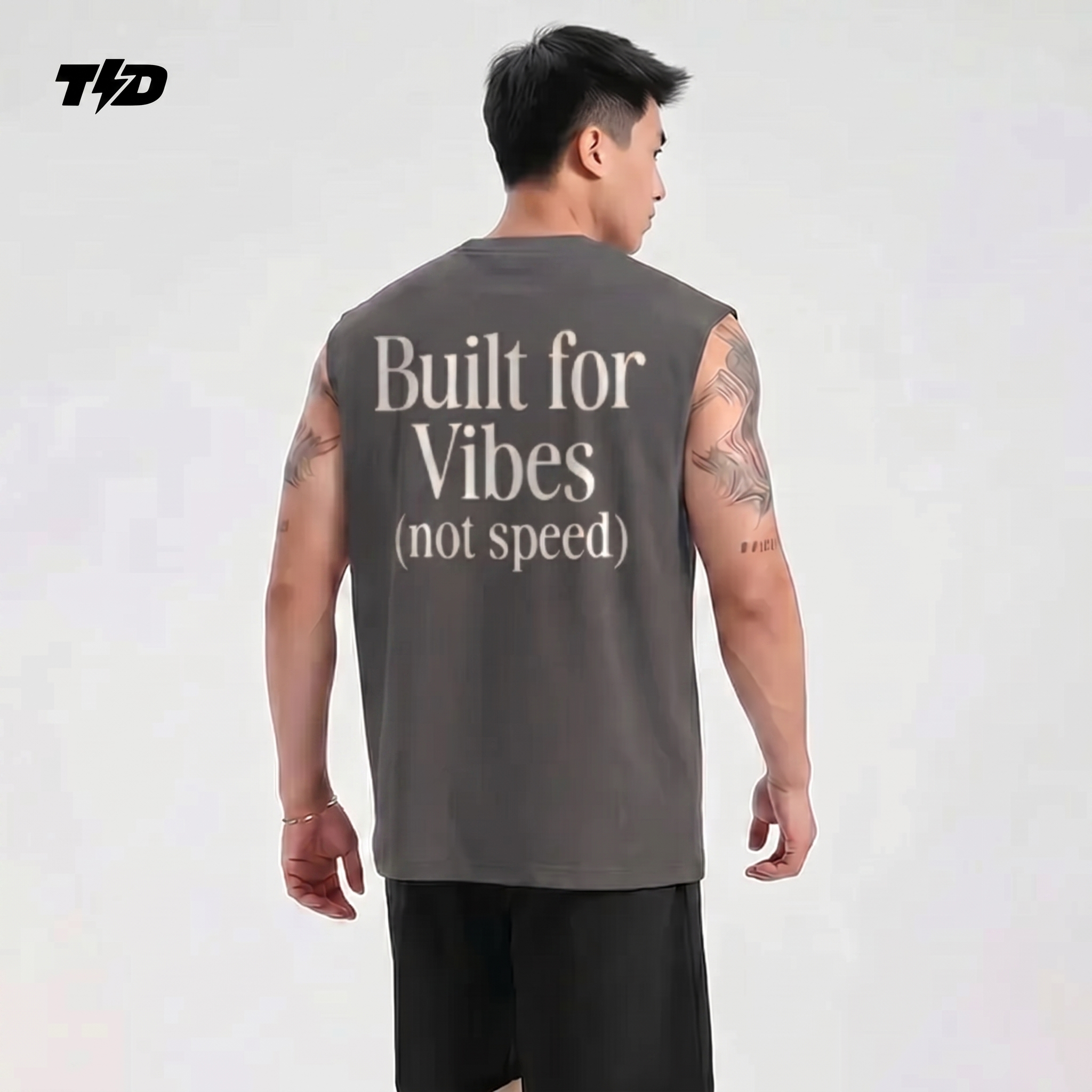 TDActive Kaos Gym Pria Tanpa Lengan Kalcer – Cloud Cotton Ringan Adem Drifit Lari - abu - Built for Vibes MSB75
