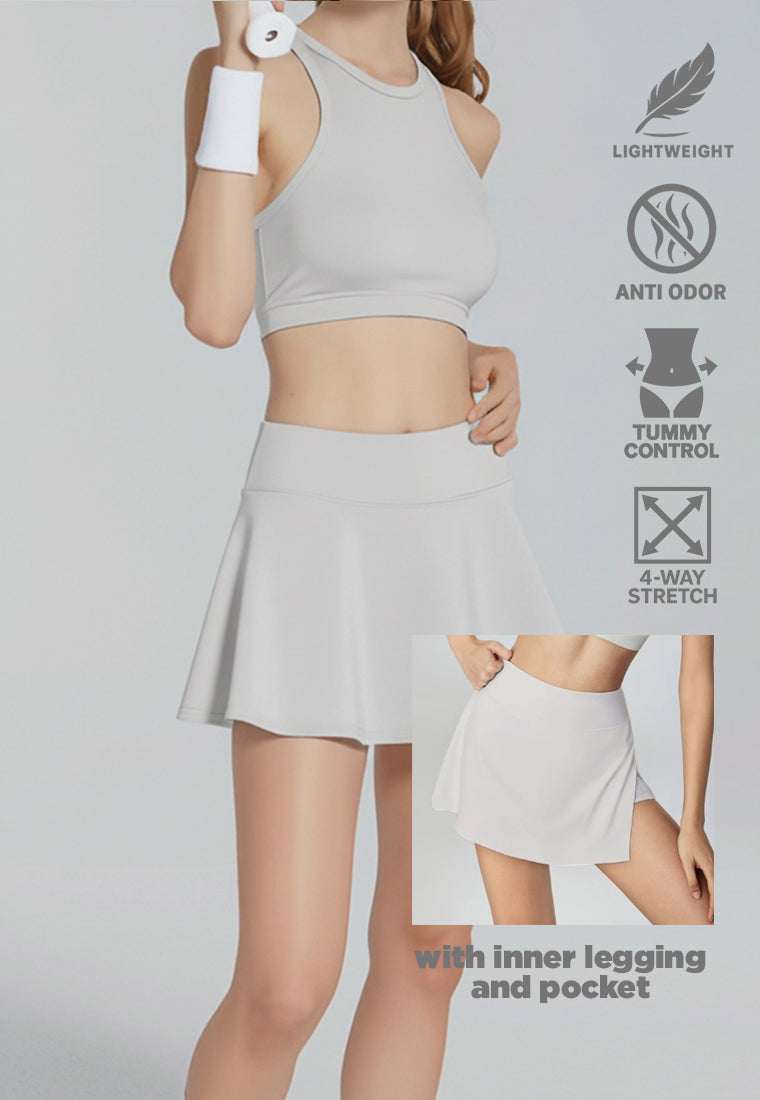 LB130 Rok Padel Tenis Wanita Legging inside Skort ada Kantong TdBolt oatmeal