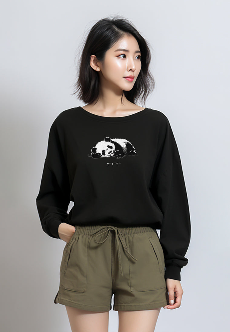 LTG03 Kaos Wanita Gambar Panda Lengan Panjang Adem LV 