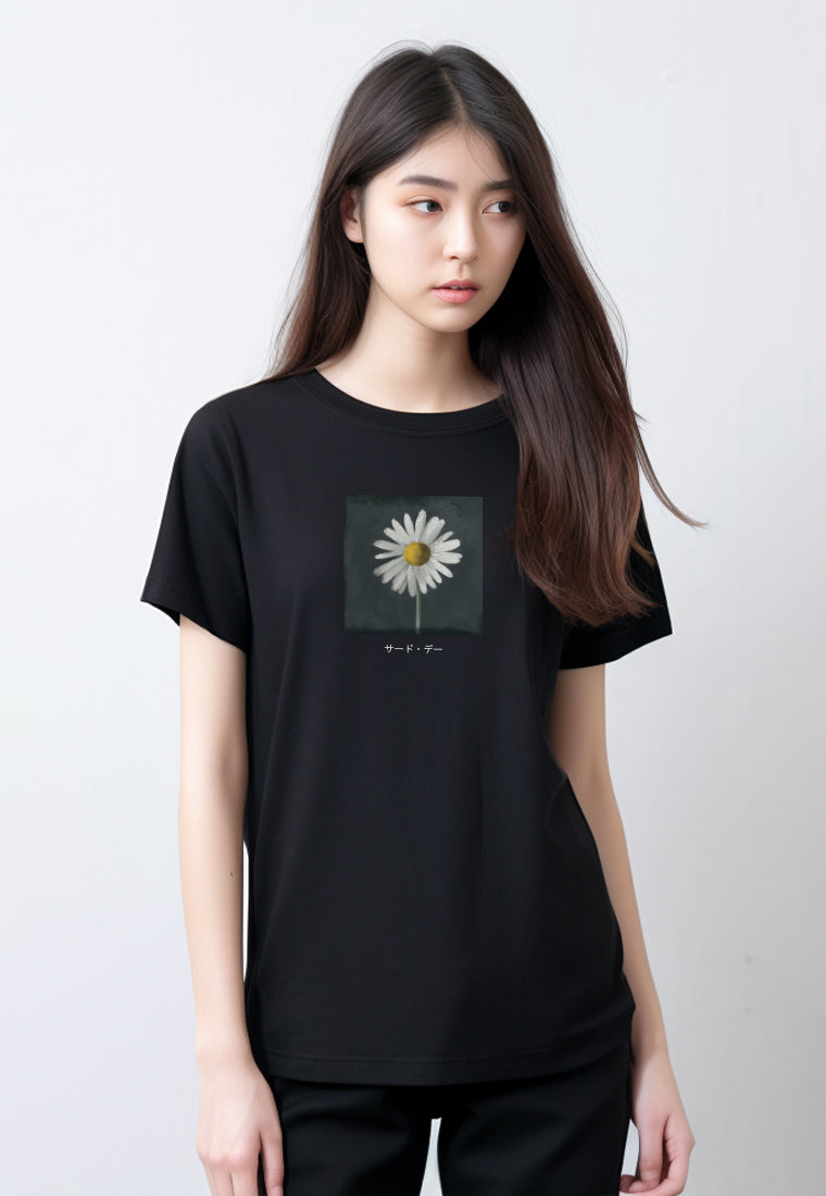 LTG06 Kaos Wanita Gambar Bunga Daisy Slim Fit Instacool 