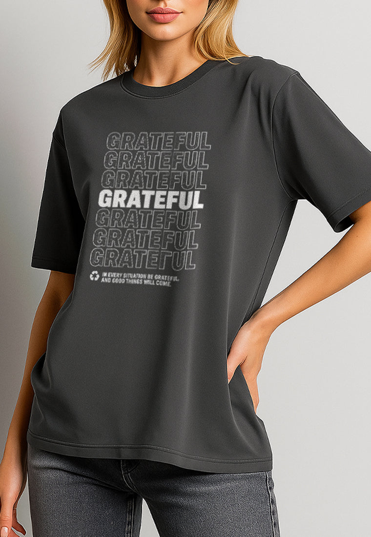 LTH13 kaos oversize wanita dark grey efek washing 