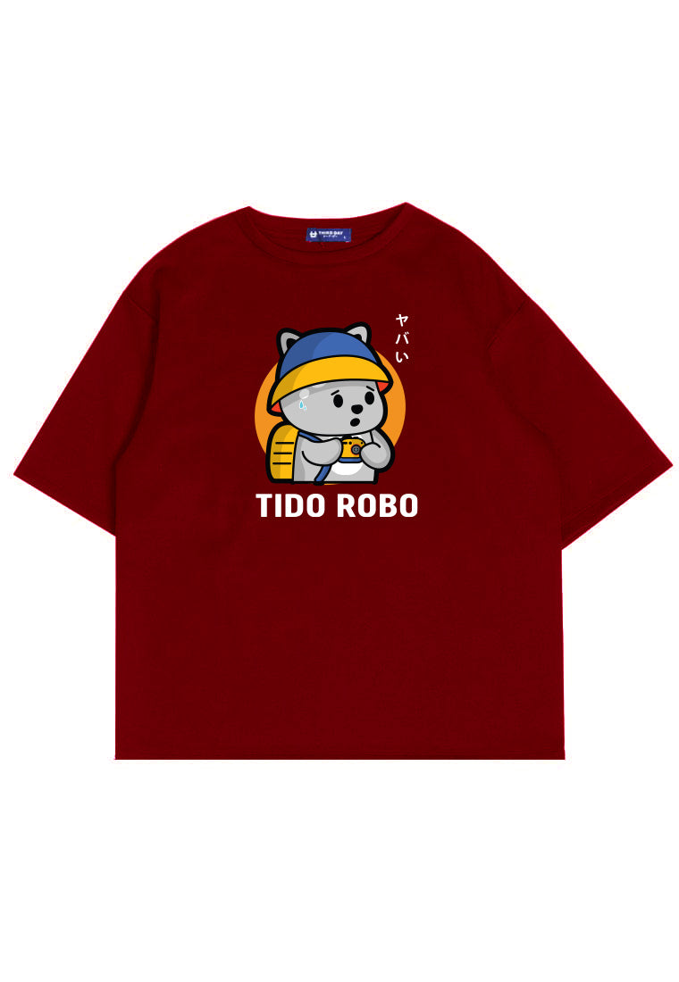 MTN16 kaos oversize scuba anime kartun karakter tido robo piknik maroon