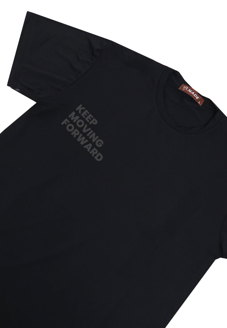 NTD92 Kaos Gym Stretch Nade "keep moving forward" hitam