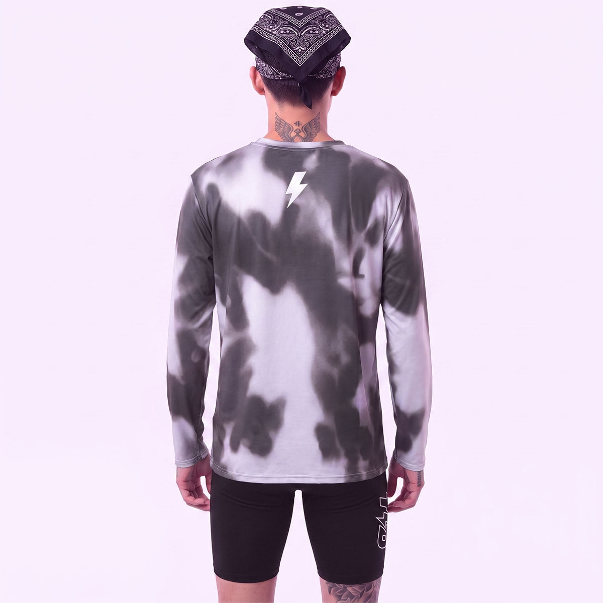 TDACTIVE Kaos Lengan Panjang Lari Kalcer Running - black white matter - ringan stretch tipis MSB87