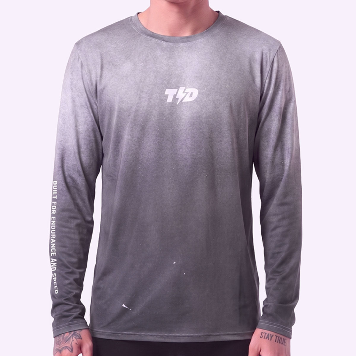 TDACTIVE Jersey Lari Tangan Panjang Running - black ashses - stretch tipis drifit MSB88