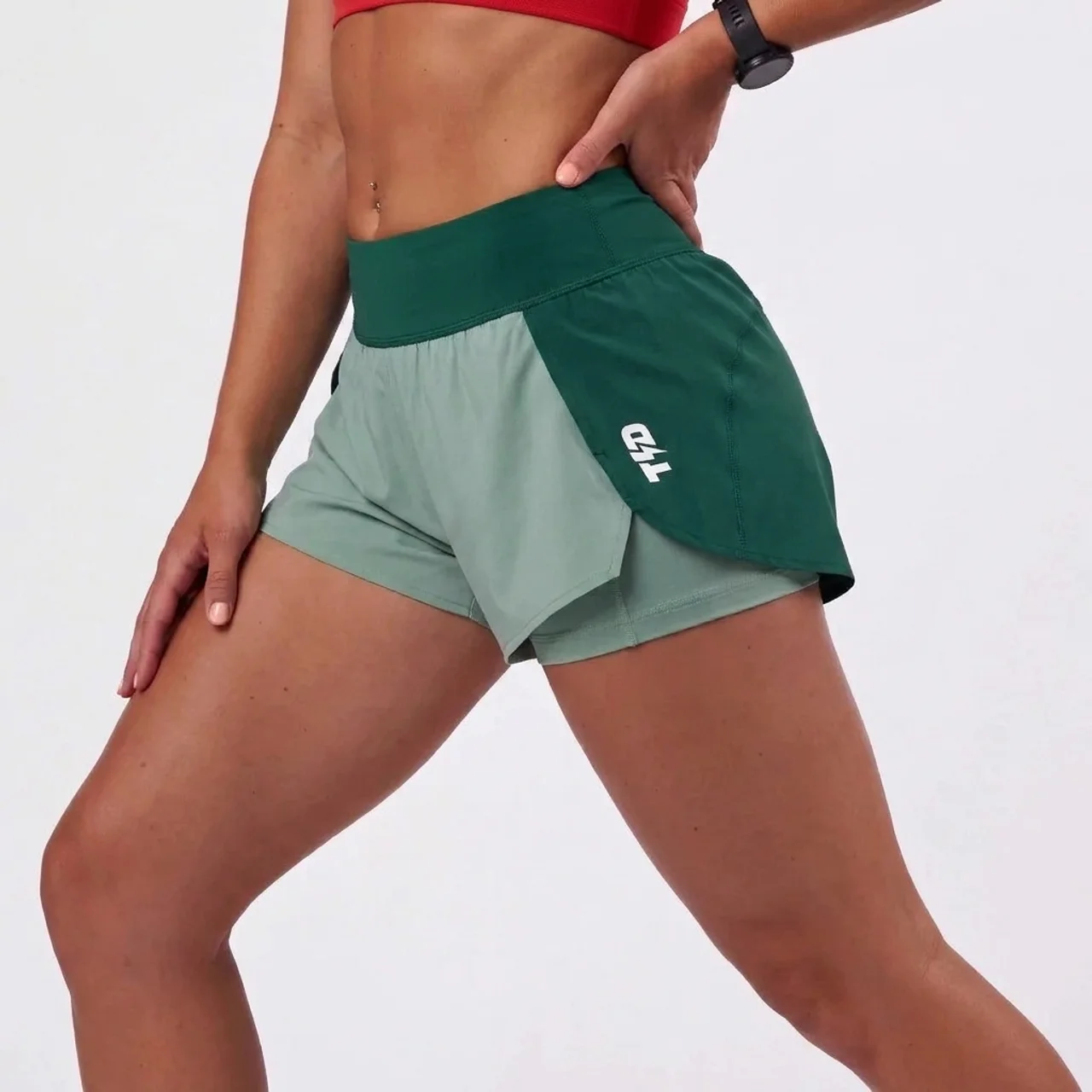 TDACTIVE Celana Lari Running Shorts 2 Color inside legging - boston green LB165