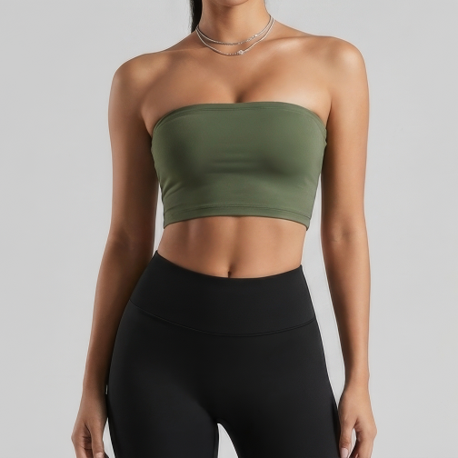 THIRDDAY Kemben Tube Top Gym pendek green army LTH50