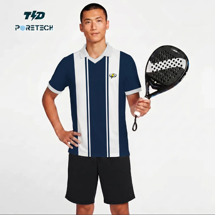 TDACTIVE Jersey Padel Pria Kaos Polo Olahraga Pria PoreTech Adem Seperti Katun Cepat Kering Padel Tenis Badminton - Vertical Slices Series MSB70