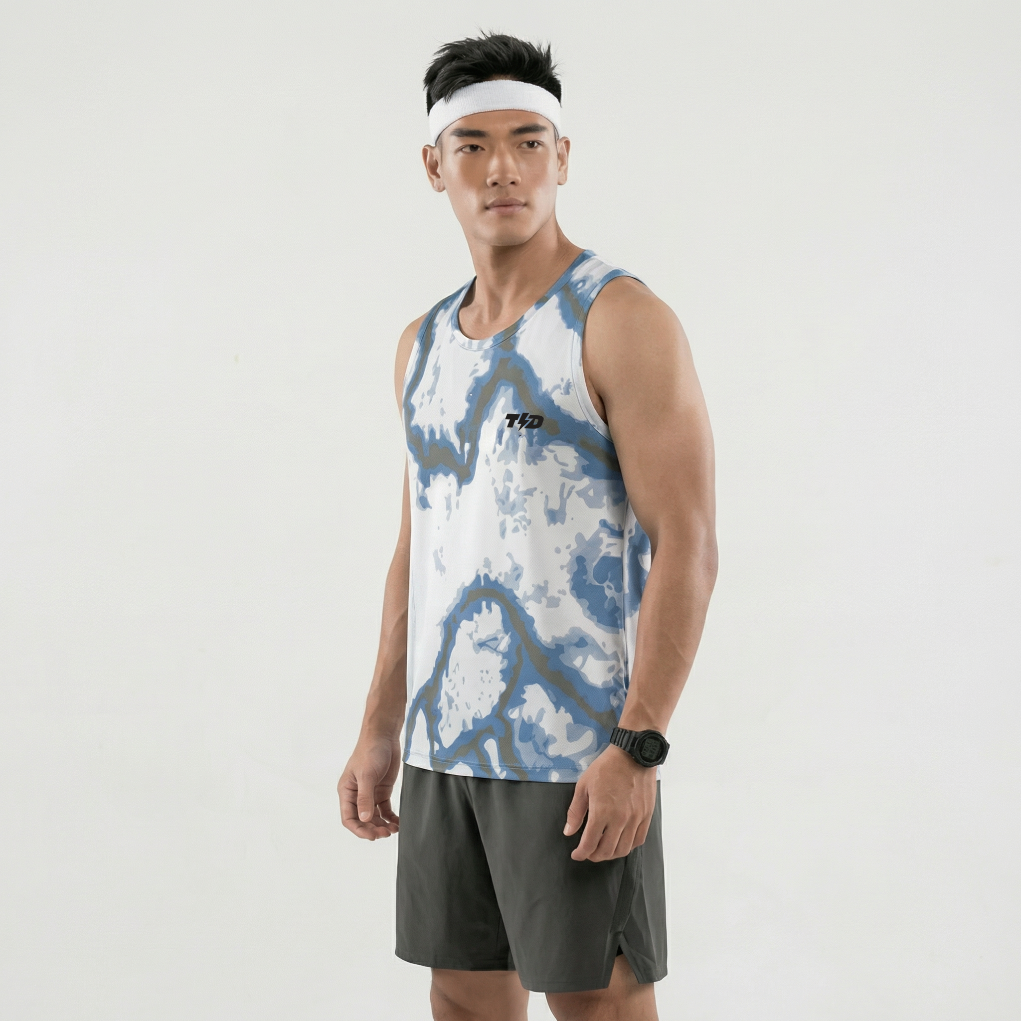 TDACTIVE Kaos Lari Pria Ringan Quick Dry Hybrid Training| Baju Running Breathable Super Cepat Kering Olahraga SuperAirDrylite | grey river MSB60