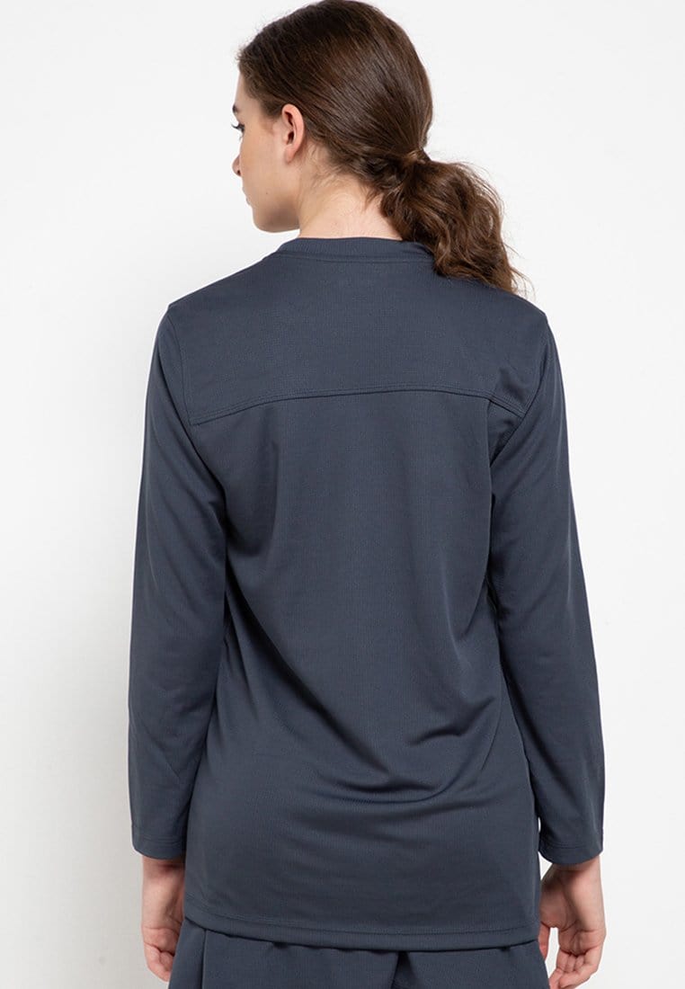Td Active LS009 l-s Raglan Abu Tua Kaos Olahraga Wanita