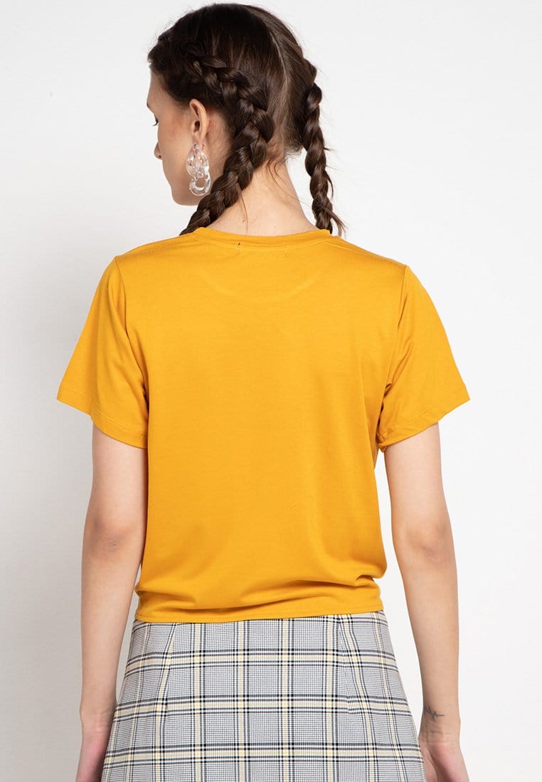 Third Day LTC97 ck crop not thrdy mustard kaos casual wanita