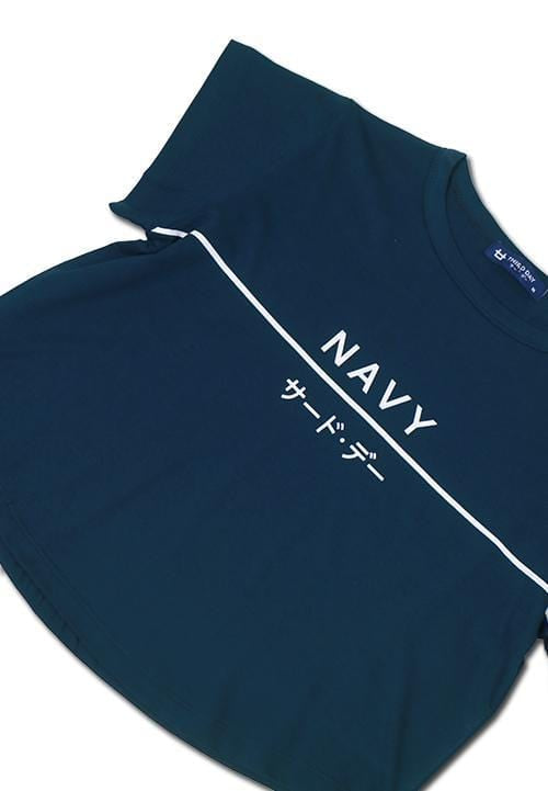 Third Day LTB27E crop blue line nv T-shirt Navy