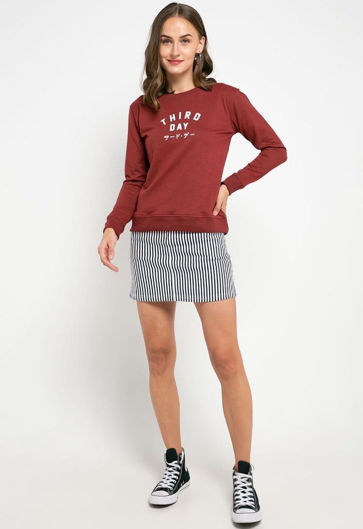 LO012 Thirdday sweater td simple maroon ladies