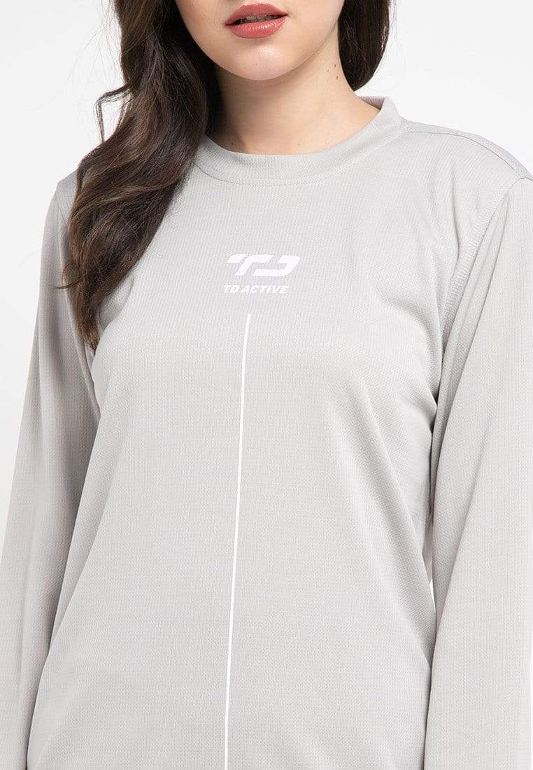 Td Active LS043 Sport mls raglan kaos olahraga wanita abu muda