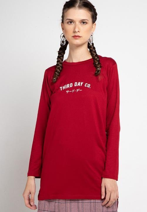 Third Day LTC13 mls tdco merah maroon kaos tangan panjang hijab