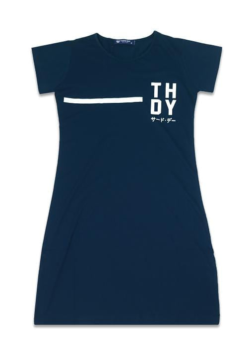 LTA05V Md Lds Stripe THDY cst nv Dress Navy