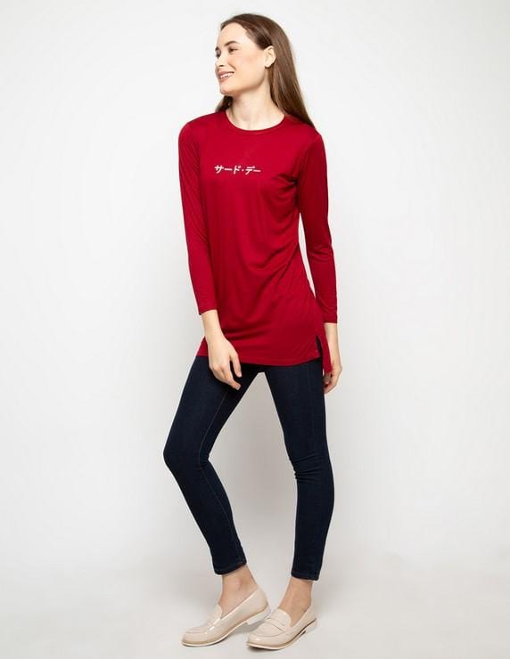 Third Day LTC14  mls bubbly katakana merah maroon kaos tangan panjang hijab