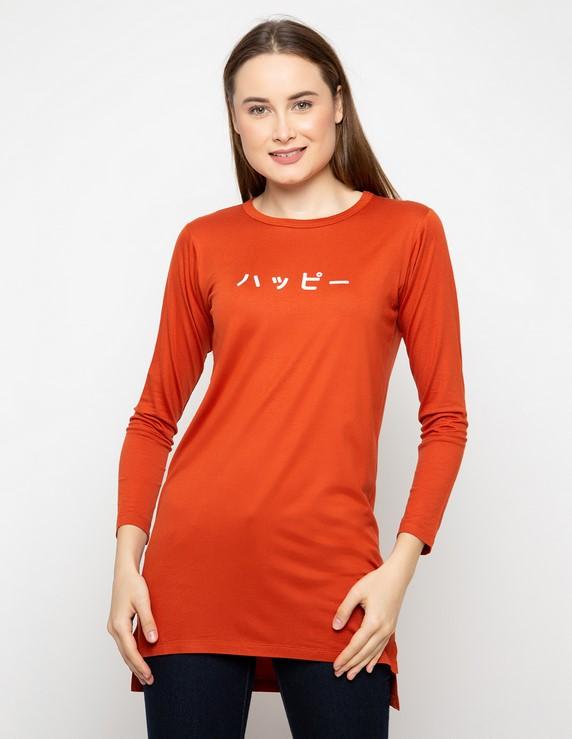 Third Day LTC08 mls td happy katakana merah bata kaos tangan panjang hijab