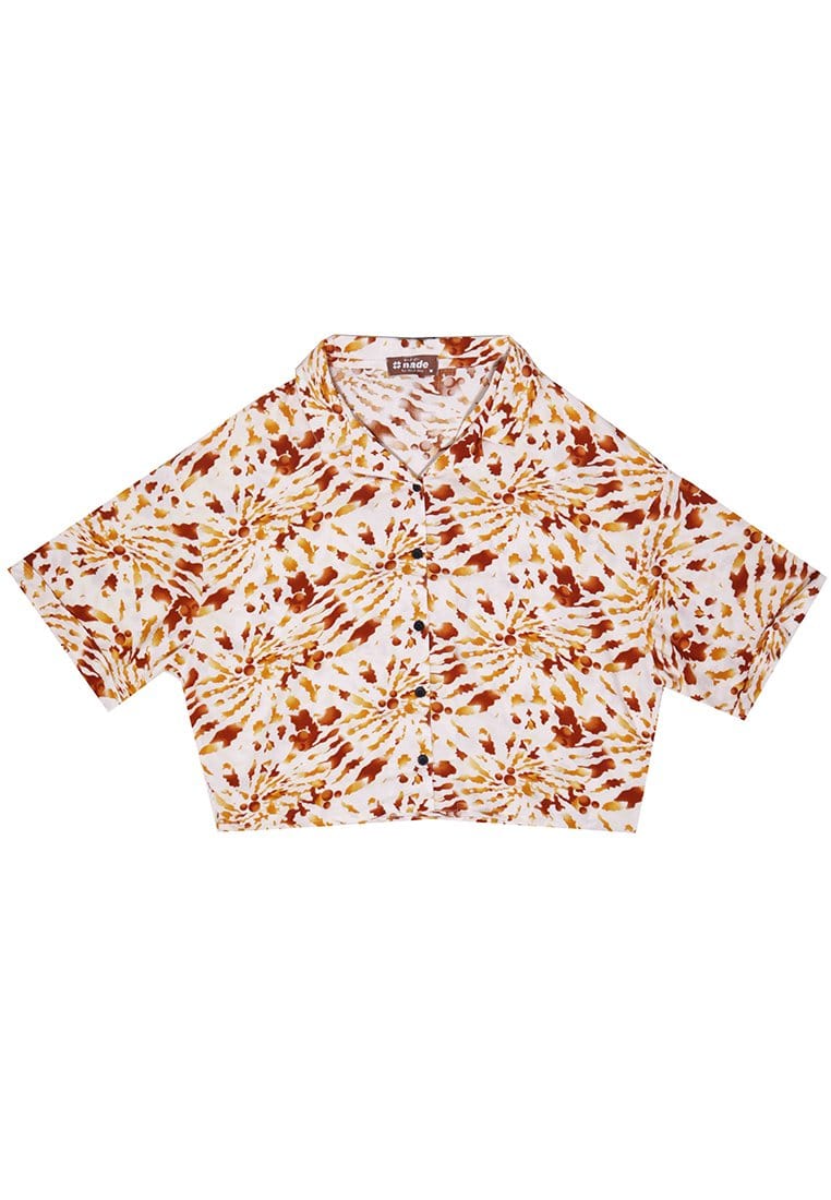 Nade Japan FT044 Kemeja Wanita Casual Motif Tie Dye C1 Orange