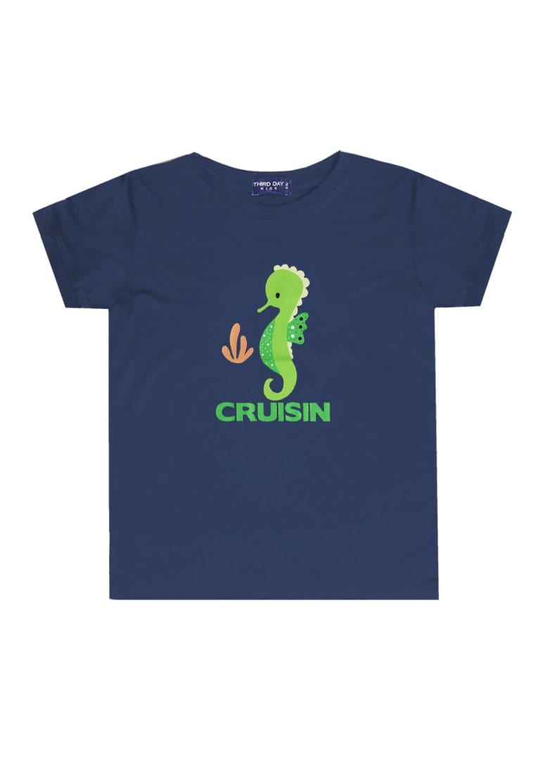 KU014 Kaos Anak Boy Girl  Seahorse Kuda Laut Navy