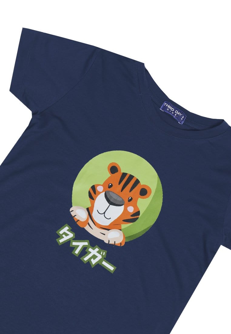 KU020 Kaos Anak Harimau Katakana Macan Navy