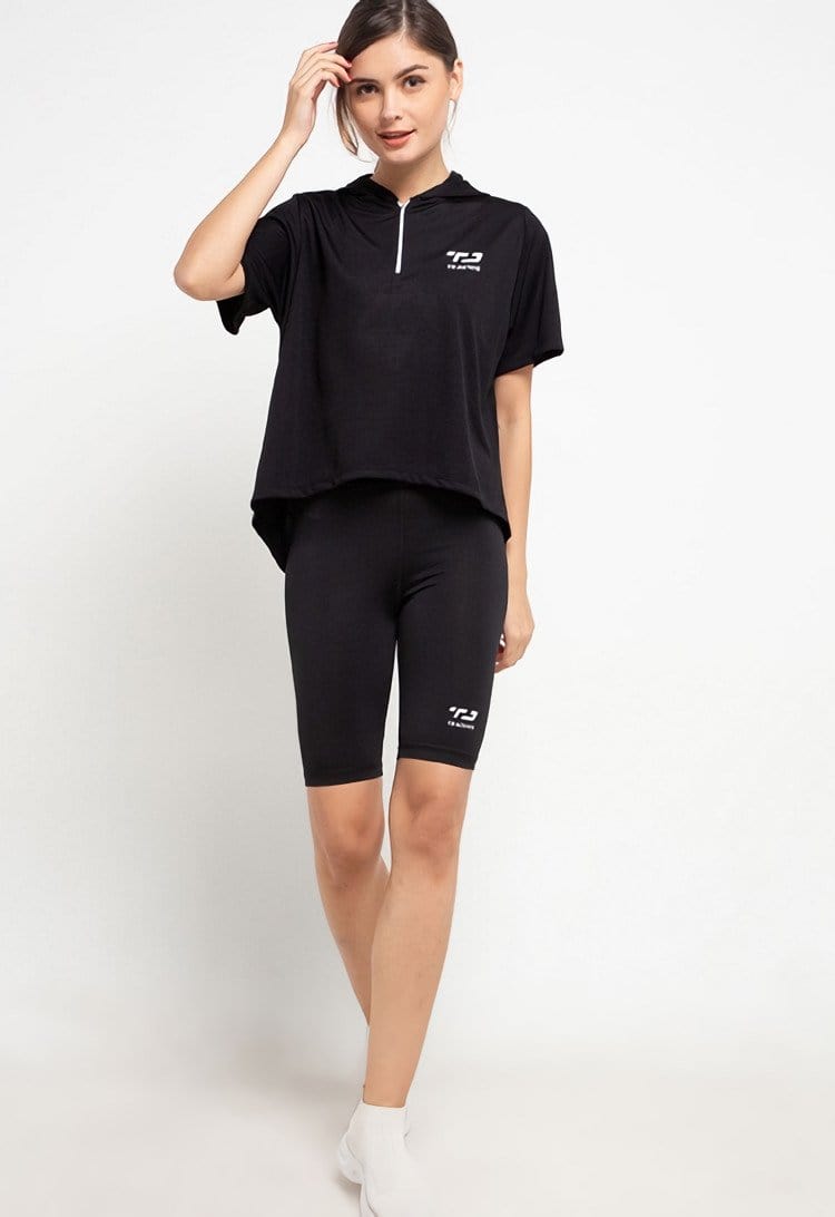 Td Active LS067 swagger top with hoodie black