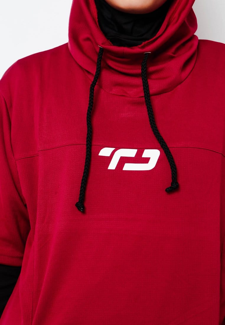 Td Active LSA32 ONH Outer Senam Sepeda Sport Hoodie High Neck Maroon