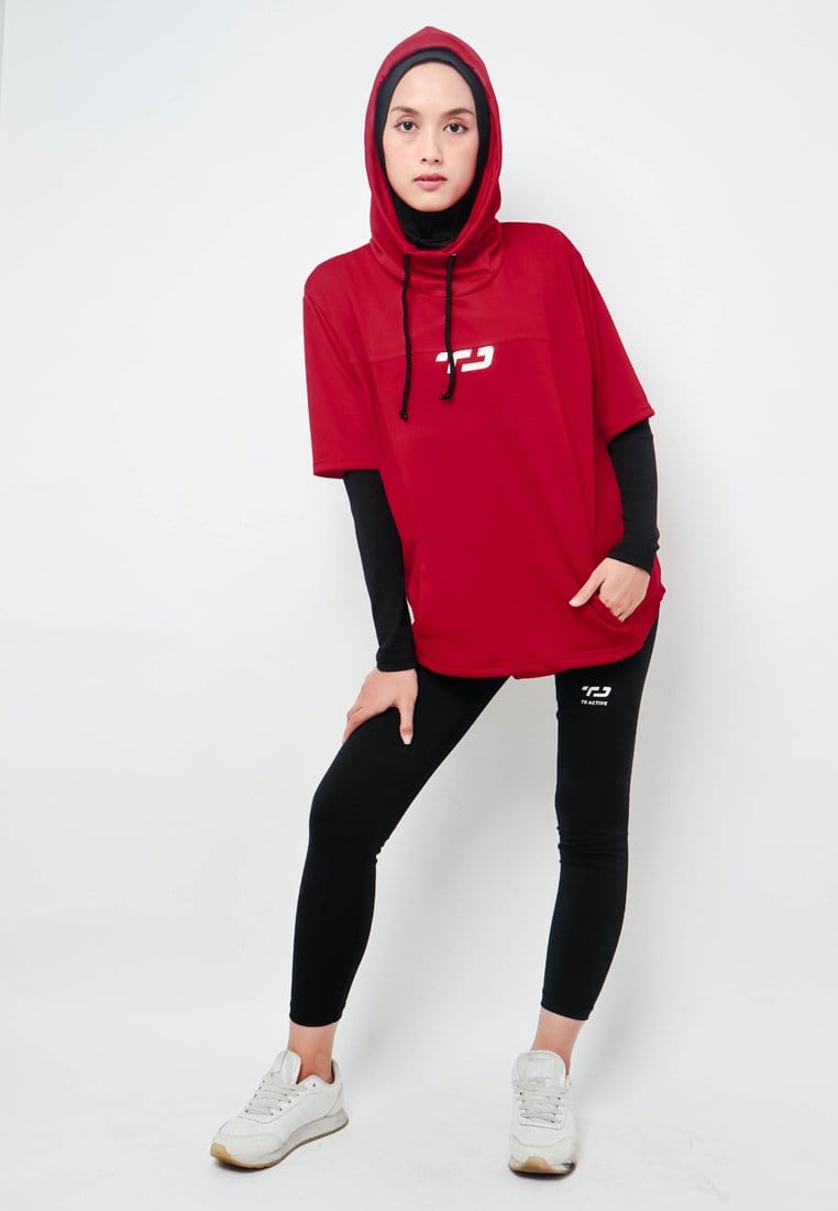 Td Active LSA32 ONH Outer Senam Sepeda Sport Hoodie High Neck Maroon