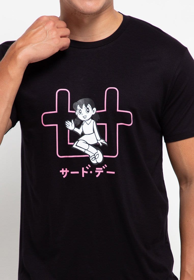 Third Day MTG23 doraemon shizuka outline logo hitam kaos pria