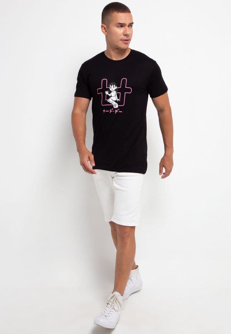 Third Day MTG23 doraemon shizuka outline logo hitam kaos pria