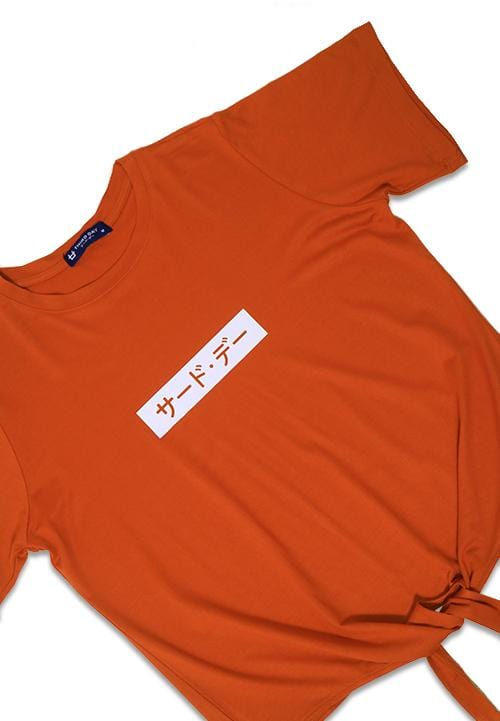 Third Day LTC05 ck invert katakana merah bata kaos crop knot