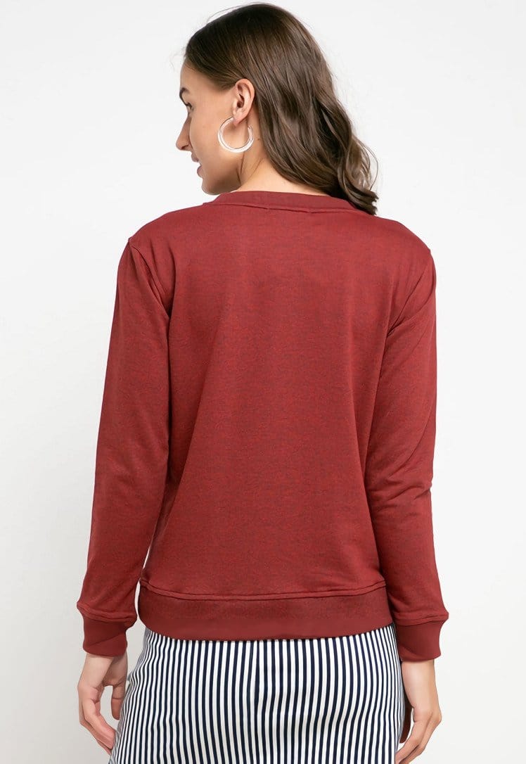 LO012 Thirdday sweater td simple maroon ladies