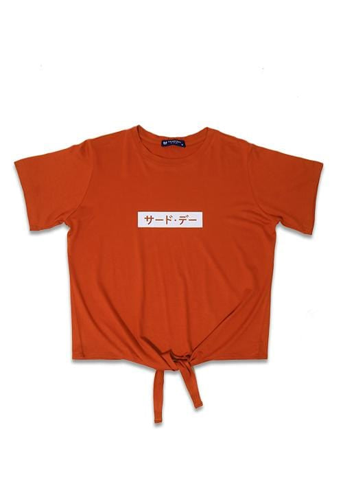 Third Day LTC05 ck invert katakana merah bata kaos crop knot