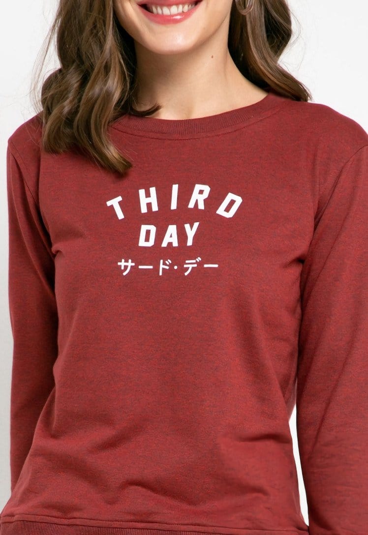 LO012 Thirdday sweater td simple maroon ladies
