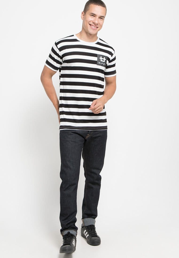 Third Day MTG81 kaos stp pria unisex logo box cst stripe putih hitam