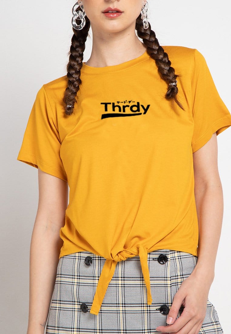 Third Day LTC97 ck crop not thrdy mustard kaos casual wanita