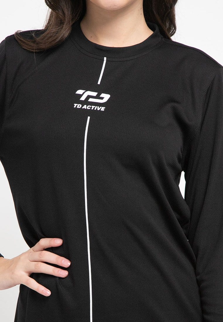Td Active LS040 Sport mls raglan kaos olahraga wanita hitam
