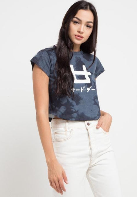 LT995U s-s lds crop tie dye logo grey