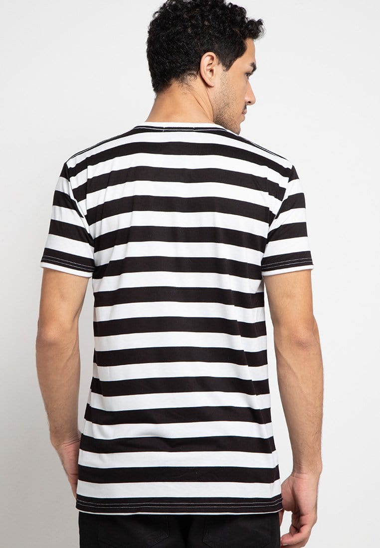 MTE08F ishikawa red stp blk-wh T-shirt